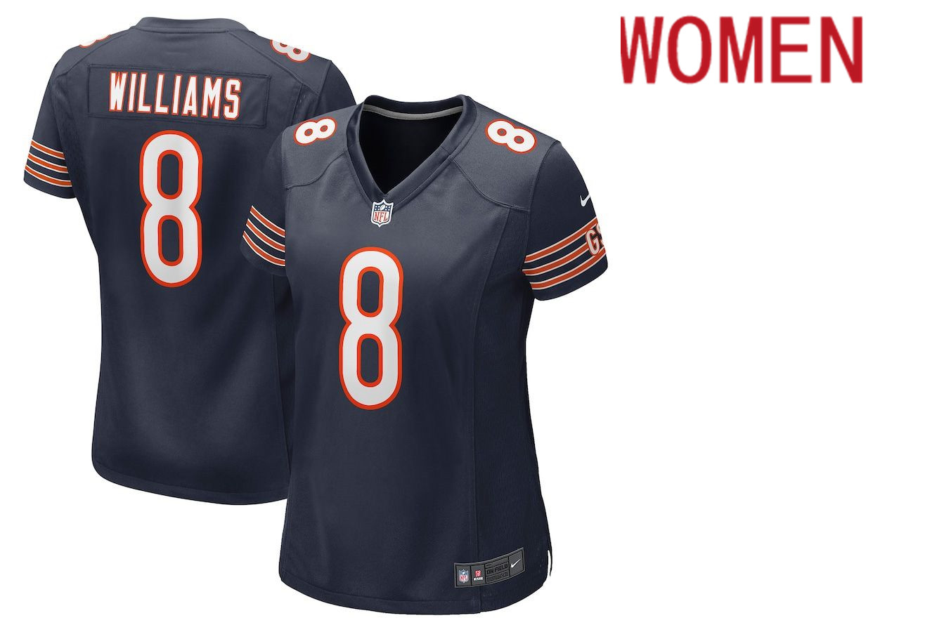 Women Chicago Bears #8 Damien Williams Nike Navy Game NFL Jersey